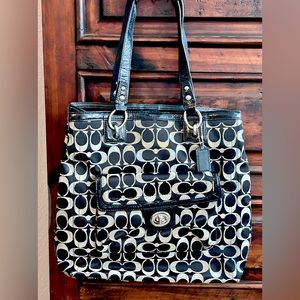 Cute authentic Coach black and silver tote bag